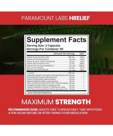 Premium HRelief Treatment Supplement - Advanced Immune Health Support for Adults | Super Lysine Pills Zinc & Vitamin C - 120 ct - International Shipping Available - Buy Online on GoSupps.com