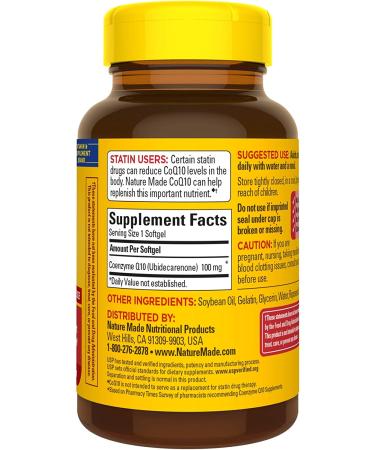 Nature Made CoQ10 100 mg - 72 Softgels for Heart Health & Energy Support - Buy Online on GoSupps.com