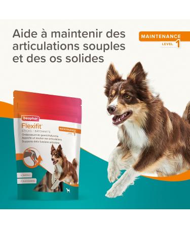 BEAPHAR Flexifit Joint Sticks for Dogs Contains vitamins glucosamine and essential fatty acids Provides joint support Delicious meaty taste Level 1 175g - Buy Online on GoSupps.com