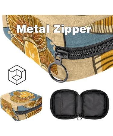 Womens Portable Napkin Storage Bag - Wild Mushroom Pattern Zippered Ideal for Menstruation Cups - Perfect for Teenagers & Women - Buy Online on GoSupps.com