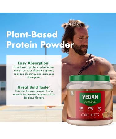 NutraOne Vegan Creations Plant Based Protein Powder - Cookie Butter Flavor 1.05 lb (Pack of 1) | Dairy Free, Pea Protein Isolate and Brown Rice | Vegan Protein Powder - Buy Online on GoSupps.com