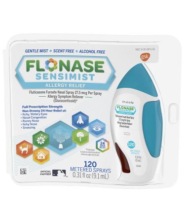 Flonase Sensimist Allergy Relief Nasal Spray Non Drowsy Allergy Medication, Gentle Mist - 120 Sprays Adult Pack