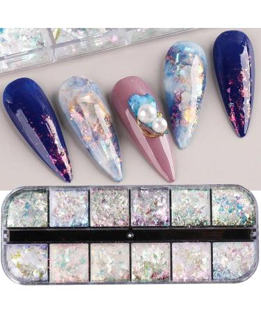 Nail Art Glitter Flake Nail Art Foil Flake Shining Holographic 12 Grids Nail Glitter Flake for Summer Nail Art Decoration Nail Glitter Flakes111 - Buy Online on GoSupps.com