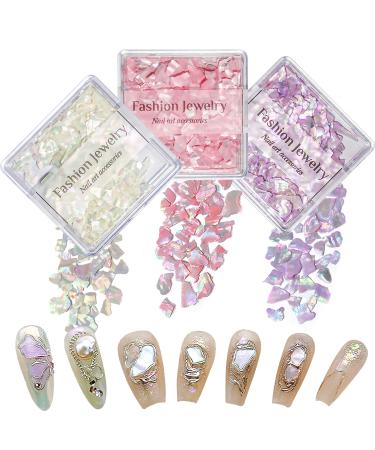 Nail Art Abalone Seashell Slices CHANGAR 3D Aurora Polished Colorful Shell Nail Art Sequins Natural Color Ultrathin Shell Nail Art Decoration Accessories