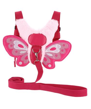 BTSKY Fluff Butterfly Baby Toddler Walking Harness with Safety Rein - Kids Anti-Lost Harness Leash Strap Belt Pink