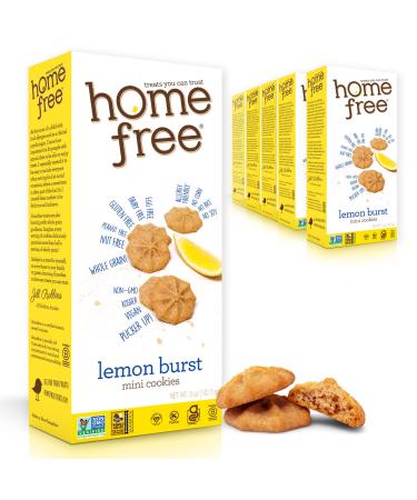 Homefree Mini Lemon Burst Cookies Gluten Free Nut Free Vegan School Safe and Allergy Friendly Snacks 5 Oz Box (Pack of 6) Made In USA