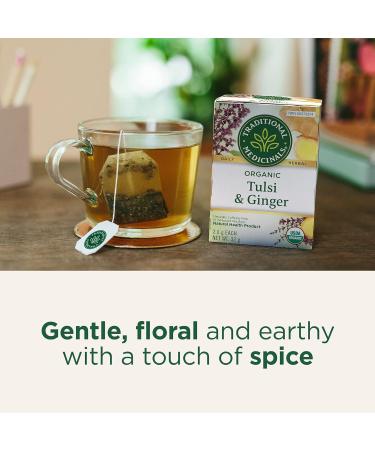 Traditional Medicinals - Organic Tulsi with Ginger Herbal Tea (Pack of 6) - Adaptogen That Helps Increase Energy and Stress Response - 96 Tea Bags Total Tea Tulsi with Ginger 16 Count (Pack of 6) - Buy Online on GoSupps.com