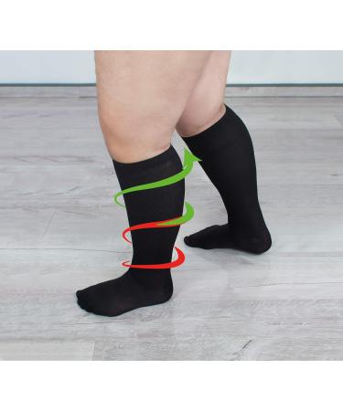 Hydas Travel Support Stockings XXL - Extra Wide Calf Double Pack (45-47) - Black Large Sizes for Comfort & Support | International Shipping - Buy Online on GoSupps.com