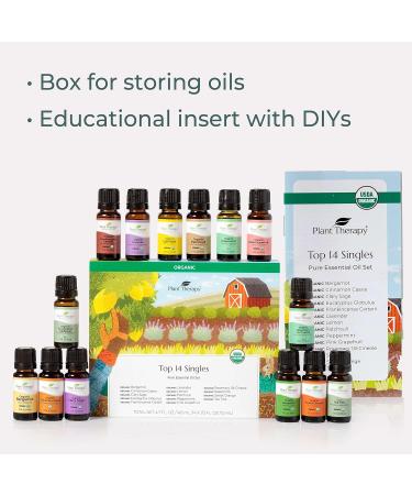 Plant Therapy Top 14 Organic Essential Oils Set - 100% Pure Undiluted Aromatherapy for Diffusion & Body Care - 10 mL Each - International Shipping Available - Buy Online on GoSupps.com