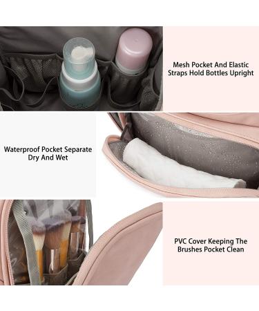 Toiletry Bag BAGSMART Travel Leather Dopp Kit for Women with Hanging Hook Water-resistant Large Travel Organizer Kit for Toiletries Full Sized Container Make Up Accessories (Pink) - Buy Online on GoSupps.com
