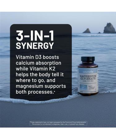NatureWise Magnesium Glycinate 550mg + High-Dose 10000 IU Vitamin D3 K2 100 mcg - D3 K2 Magnesium Supplement - Chelated for High Absorption - Bone Support - Non-GMO USA Manufactured - 30-Day Supply  - Buy Online on GoSupps.com