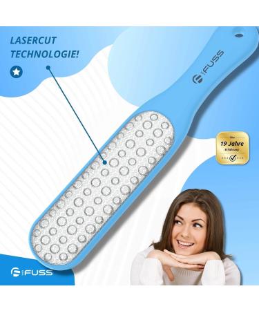 Mr. Fuss Laser Hornhaut Trash - Double-Sided Corneal File for Safe & Effective Corn Removal - Non-Slip Plastic & Stainless Steel in Blue - Buy Online on GoSupps.com