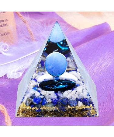 Crystal Pyramid Zodiac Aquarius Orgone Pyramid Healing Crystal Postive Energy Crystal Healing for Yoga Meditation Stress Reduce(Aquarius B)