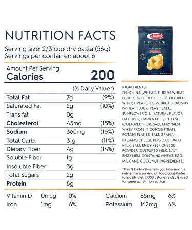 BARILLA Collezione Three Cheese Tortellini Pasta 12 oz. (Pack of 4) - 6 Servings, Pantry Friendly & Non-GMO - Buy Online on GoSupps.com