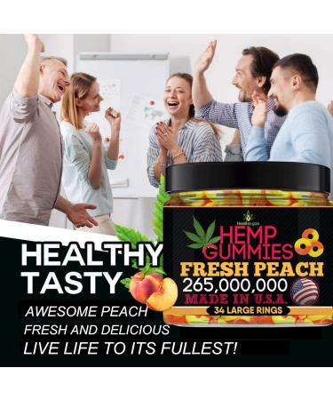 Premium Hemp Gummies-Fresh Peach Rings Gummy-Natural Hemp Oil Infused-Full Tasty Flavor-Best for Peace and Relaxation-Great Party Candy-Made in USA BREEZY PEACH - Buy Online on GoSupps.com