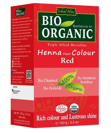 Henna Hair Dye 100% Bio Organic Triple Sifted Microfine Powder (Red) Red 100 g (Pack of 1)