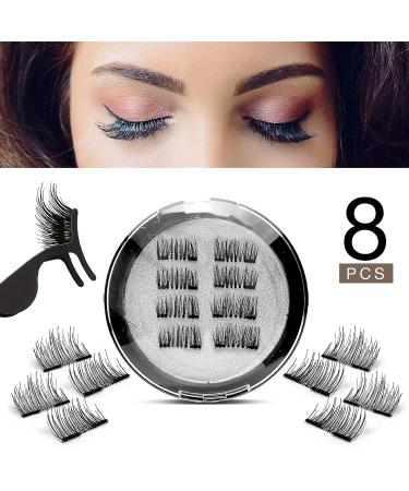 Dual Magnetic Half Lash Accent Eyelashes Set - Lightweight, Reusable, and Easy to Apply | Updated 3D False Eyelashes with Applicator (8pcs) in White - Buy Online on GoSupps.com