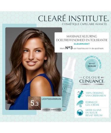 Cleare Institute Color Clinuance Permanent Coloring Delicate Hair Without Ammonia More Brightness Intense Color 100 Coverage 53 Golden Light Chestnut 170 ml - Buy Online on GoSupps.com