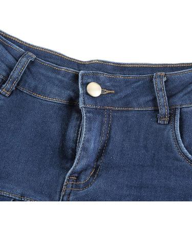 Girls Women High Waisted Pleated Skater Skirt with Lining Shorts - Dark Blue Denim Medium - Buy Online on GoSupps.com