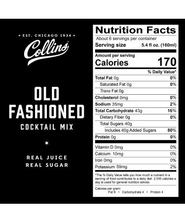 Collins Old Fashioned Mix | Real Brown Sugar Cherry Juice | Classic Cocktail Ingredient | 32 fl oz - Buy Online on GoSupps.com