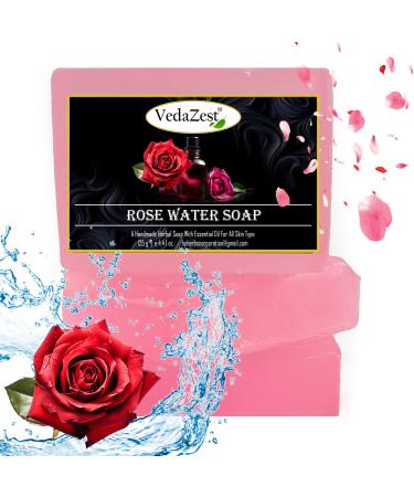 Rosewater Handmade Soap Bars 125g each Set of 3 Herbal Natural Rose Water Soap Hydrates & Nourishes All Skin Types Removes Impurities