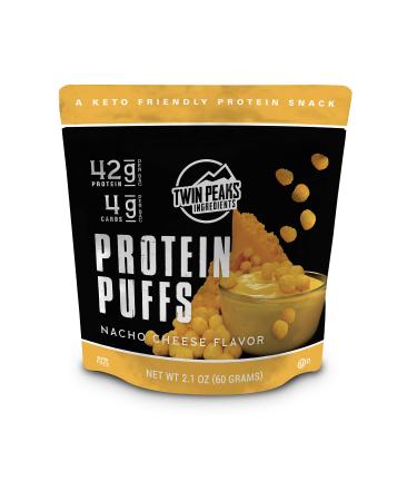 Twin Peaks Low Carb, Keto Friendly Protein Puffs, Nacho Cheese 2 Servings, 3 Pack (60g, 42g Protein, 4g Carbs)