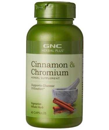 GNC Herbal Plus Cinnamon & Chromium, 60 Capsules, Supports Glucose Utilization