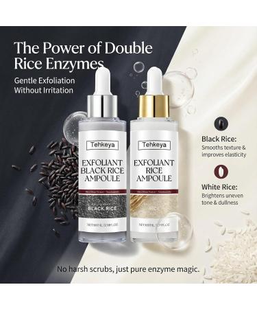 Black and White Rice Exfoliation Essence & Rice Peel Shot 2 PCS White & Black Rice Facial Serum for Dead Skin Removal Deep Cleansing & Pore Minimizing Suitable for All Skin Types - Buy Online on GoSupps.com