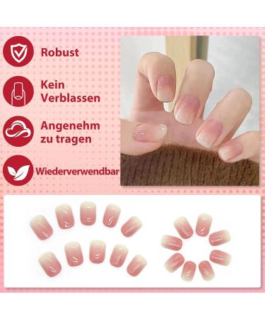 Oval Short French Press-On Nails | Mrcuvaryas Pink Gradient Soft Gel Nail Tips Full Cover - Buy Online on GoSupps.com