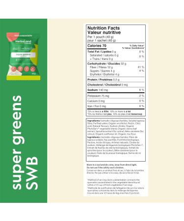 Herbaland Super Greens Gummies Snacks with Benefits Vegan Low-sugar High-fiber Gluten-free 2 Servings of Organic Veggies & 12g of Organic Tapioca Fiber Per Pouch Apple Peach Flavor 12 x 40g (Box of 12) Compostable Pouch - Buy Online on GoSupps.com