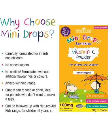 Natures Aid Mini Drops Vitamin C Powder for Infants & Children - 90g - Buy Online on GoSupps.com