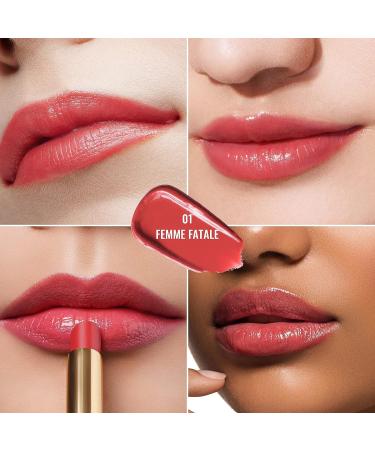 Oulac Apple Red Lipstick - Moisturizing Sheer Shine Lip Gloss for Dry Lip Care - Vegan Formula - 2.2g/0.07oz (01 Femme Fatale) - Buy Online on GoSupps.com