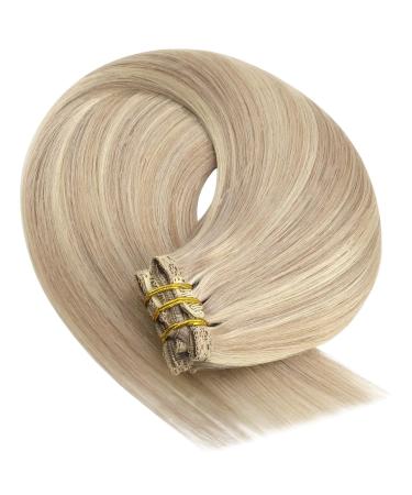 Youngsee Remy Real Hair Clip-In Extensions - Ash Blonde & Bleach Blonde - 55cm 120g (7PCs) - Smooth & Easy to Apply - Buy Online on GoSupps.com
