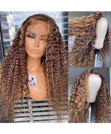 CYNOSURE 26 Curly Honey Blond Ombre Highlight Lace Front Human Hair Wig - Pre Plucked & Invisible - Women's 26 Inch - Buy Online on GoSupps.com