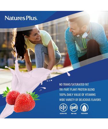 NaturesPlus SPIRU-TEIN Strawberry 5 lbs Protein Shake Powder - Plant Based Meal Replacement with Vitamins & Minerals - Vegetarian, Gluten-Free - 67 Servings - Buy Online on GoSupps.com