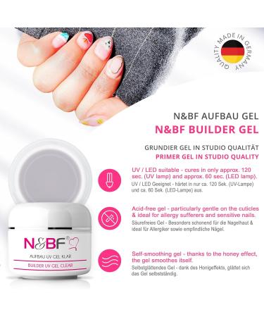 NAILSFACTORY N&BF UV building gel clear 30 ml highquality professional builder gel medium viscosity sculping gel for modeling gel nails professional nail gel acidfree and selfsmoothing - Buy Online on GoSupps.com