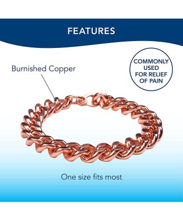 Apex Copper Bracelet Wide Link Size 9 - Burnished Copper | Folk Remedy for Joint Pain & Arthritis Relief | One Size Fits All - Buy Online on GoSupps.com