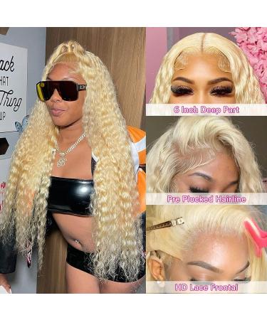 20 Inch Blonde Deep Wave Lace Front Wig Human Hair 13x6 | Pre Plucked 180% Density Glueless 613 HD Lace Frontal Wig for Women - Buy Online on GoSupps.com