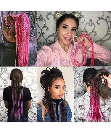 Colored Braids Hair Extensions with Elastic Rubber Bands 24" Rainbow Braided Ponytail Hairpiece Synthetic Ponytail Hair Accessories for Women Girls (Color : D3 Size : 24inches) 24inches D3 - Buy Online on GoSupps.com