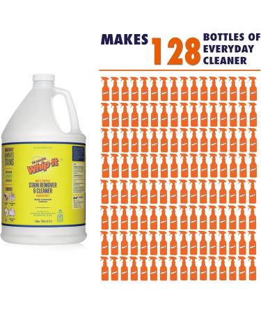 Whip It Cleaner Concentrate - Multi-Purpose Plant-Based Stain Remover (1 Gallon) - Effective Against Food Grease Coffee Wine & Baby Stains - 128 Fl Oz Made in the USA - Buy Online on GoSupps.com