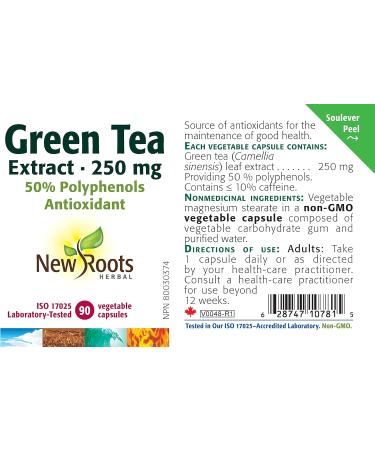 New Roots Herbal - Green Tea Extract 250mg 90 Capsules - Source of Antioxidants for the Maintenance of Good Health - Buy Online on GoSupps.com