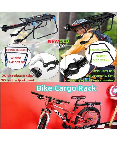 BABEIYXM Rear Bike Rack - Adjustable Aluminum Alloy Cargo Rack for 110-165lb Capacity | Bicycle Luggage Carrier with Reflector and Elastic Rope - Buy Online on GoSupps.com