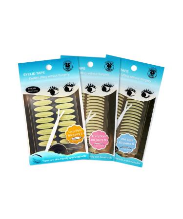 Foli - Schluepflid Tape - Eye Lifting without op - beautiful open eyes lid sticker - Lady (l) pretty (m) girl (s) (60 or 2x 60 pair) 3x60 mix