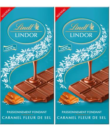 Lindt - Tablette LINDOR - Chocolat au Lait Caramel Fleur de Sel 150g (Lot de 2) Caramel Fleur de Sel 150g (Lot de 2)