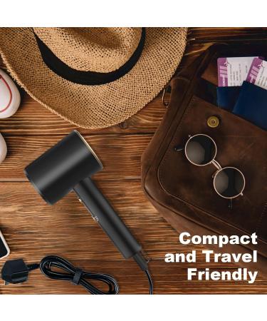 Travel Hair Dryer with Diffuser - Professional Lightweight Blow Dryer for Curly Hair - 2 Speed Heat Settings - Low Noise - Golden - Buy Online on GoSupps.com