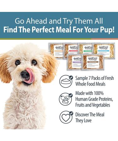 JustFoodForDogs Fresh Frozen Dog Food Variety Pack - Human Quality Ingredients - Ready to Serve - 18oz, 7 Pack - Buy Online on GoSupps.com