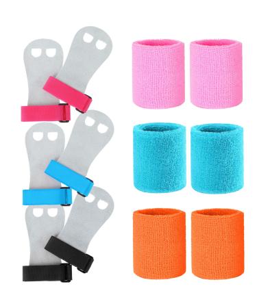 Vinsot 6 Pieces Sports Gymnastics Grips Wristbands Hand Grips Gymnastics Hand Grips Wrist Sweatbands for Youth Girls Kids Sports Football Basketball Running Athletic Sports, 3 Colors