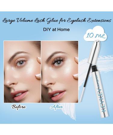 KevKev 10ml Clear Lash Glue | Long Lasting Waterproof Eyelash Extension Glue | Mild Formula | 48 Hour Cluster Lash Adhesive | Includes Remover Cotton Swabs - Buy Online on GoSupps.com