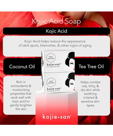 Kojie San Skin Brightening Soap - Original Kojic Acid Soap for Dark Spots & Scars - 3 Bars x 4 Pack - Coconut & Tea Tree Oil - 100g - 4.76 Ounce - Buy Online on GoSupps.com
