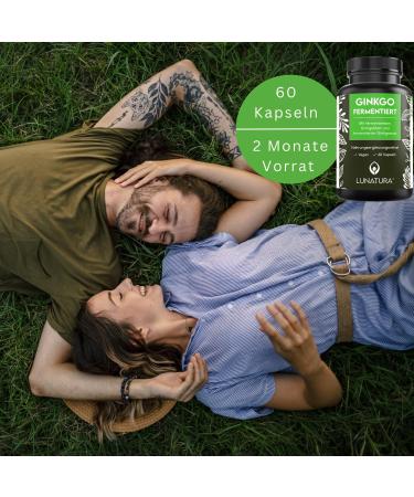 Lunatura Fermented Ginkgo Capsules - Vegan & Gluten-Free Ginkgo Nut & Biloba Extract - 60 Capsules for 2-Month Supply - International Shipping Available - Buy Online on GoSupps.com